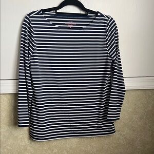 Vineyard Vines Sankaty Navy and White Striped Long Sleeve Top M